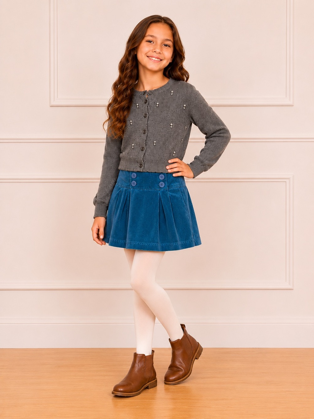 Mini Boden Teal Corduroy Skirt